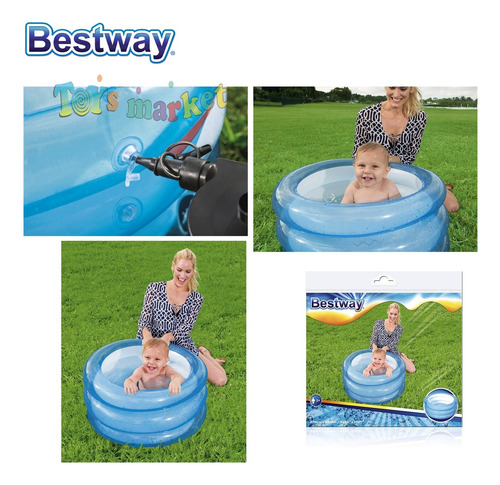 Pileta Inflable Redonda Bestway 3 Anillos Bañera Bebe