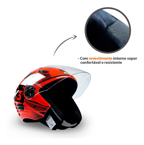 Casco Fw3 para Moto X Open Speed, talla 60, naranja X, diseño Open Speed con visera de cristal transparente