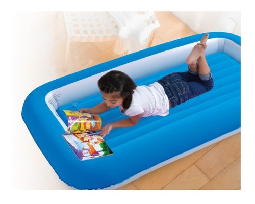 Colchón Inflable Cama Niño Avenli 1 Plaza, Suave Color Celeste