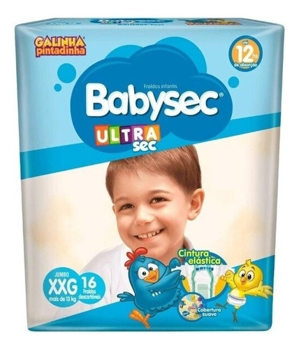 Fralda Galinha Pintadinha Ultrasec Xxg 16 Unidades Babysec Gênero Sem gênero Tamanho Extra extra grande (XXG)