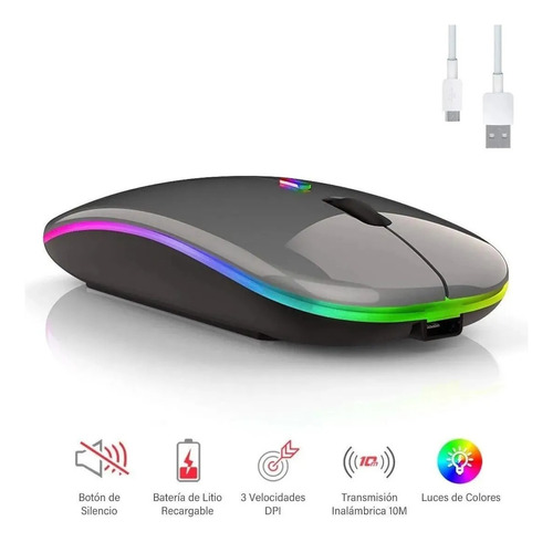Mouse Ratón Compatible Con Lenovo Inalámbrico Gris