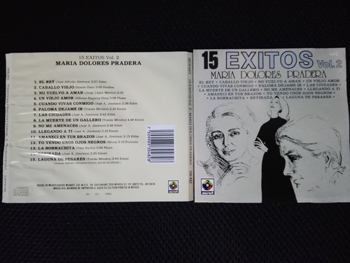 Maria Dolores Pradera 15 Exitos Vol. 2 Cd