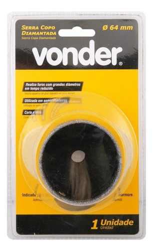 Serra Copo Diamantada Para Esmerilhadeira 64 Mm Vonder