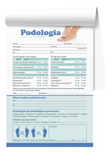 Ficha Anamnese Alongamento De Unhas + Cuidados Blocos 100fls