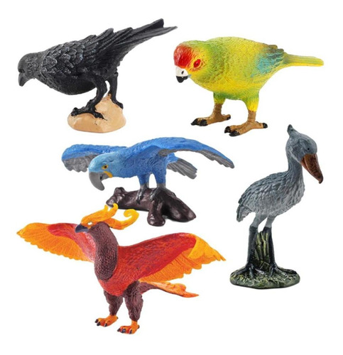5 Piezas Pájaro Animal Modelo Loro Suministros Educativos