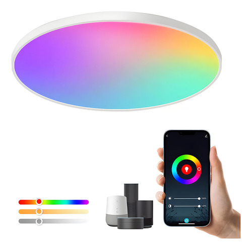 Crgbcw Luz Led Inteligente Plafón 30cm Redondo 24w
