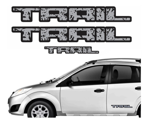  Adesivos Emblema Ford Fiesta Trail Prata/preto Trailpp Fgc