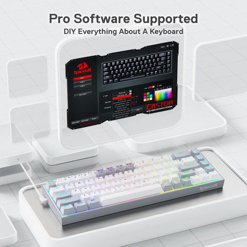 Teclado Gaming Redragon K631 Grey 65% Cableado Rgb 68 Teclas