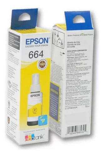 Tinta Epson T664 Yellow | L110, L365, L565, L200, L210, L555