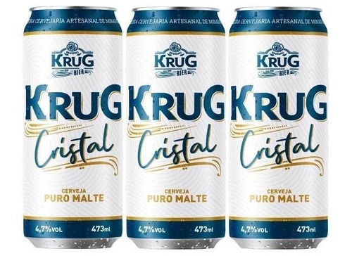3 Cerveja Krug Cristal Puro Malte American Style Lager 473ml