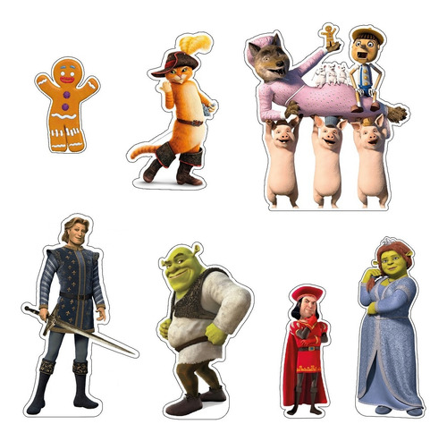 Figuras Shrek Base Rígida Kit 7 Pzas Coroplast