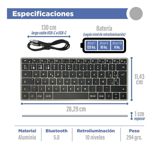 Teclado Bluetooth Retroiluminado X1 En Español Satechi