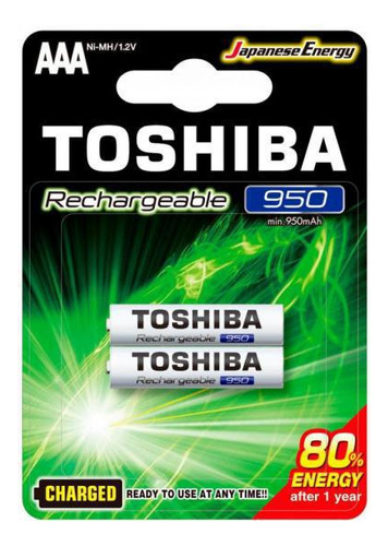 Pilha Recarregável Aaa 1,2v 950mah Tnh3gae Toshiba 2 Unidade