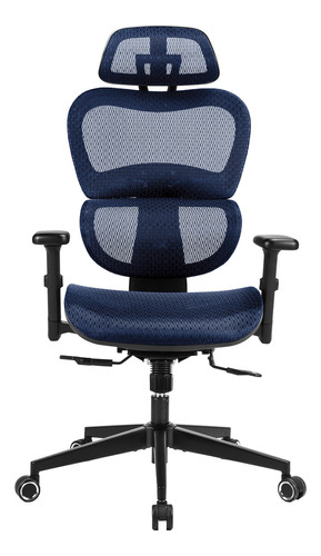 Cadeira Escritório Dt3office Alera+ Ergonomica E Confortável Cor Azul Material Do Estofamento Mesh