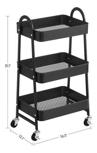 Imagen 2 de 4 de Carrito De Almacenamiento Organizador 3 Niveles Con Ruedas