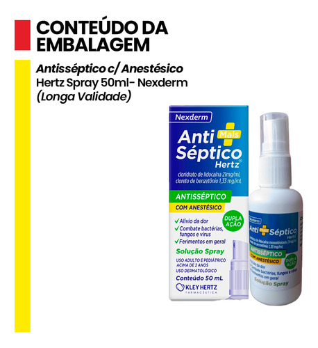 Antisséptico C/ Anestésico Hertz Spray 50ml ( Ferimentos )