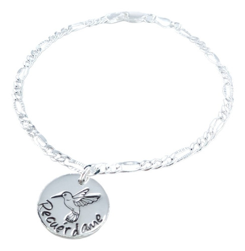 Pulsera De Plata Con Colibrí Grabado A Mano