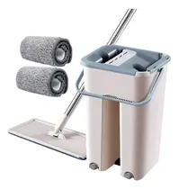 Comprar Trapeador Balde Escurridor 2 Mopas Paños Plana Limpieza 360°