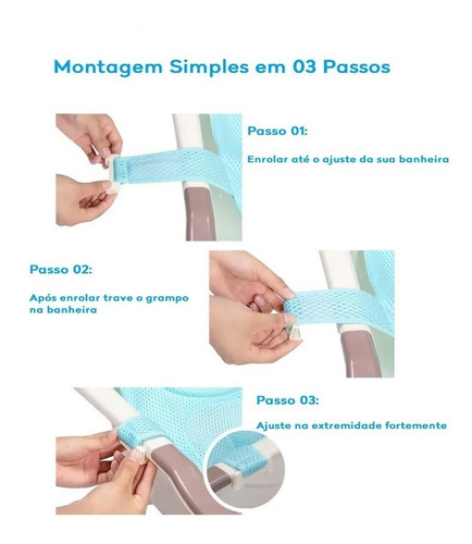 Banheira De Bebê Com Termômetro Dobrável Infantil + Redinha Cor Azul-celeste