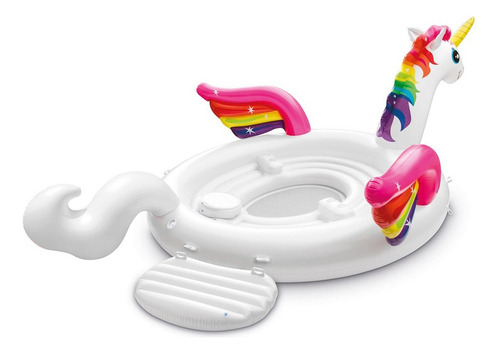 Isla Familiar Intex Unicornio Flotador 57266 Con Hielera Color Blanco