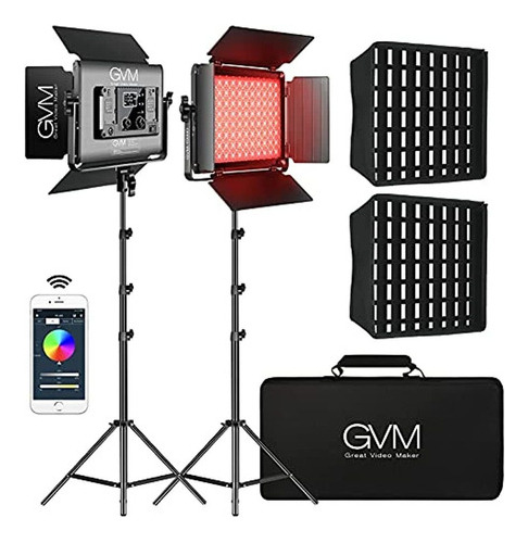 Luz De Video Led Gvm 1000d Rgb Con 2 Cajas De Luz, Kit De Il