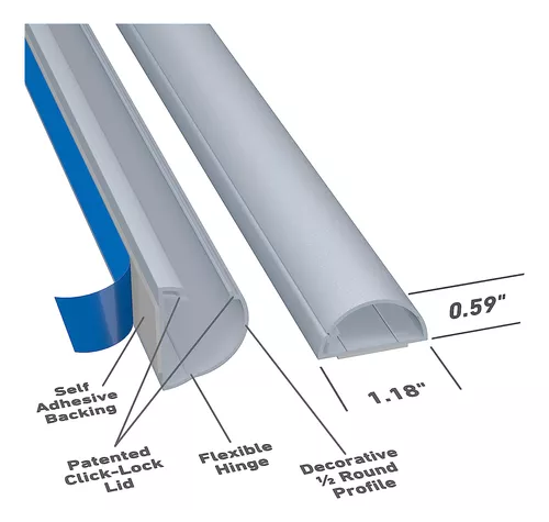 D-Line Ocultador de cables para TV, cubierta de cable semicircular para TV  de montaje en pared, canaleta con bisagras de una pieza, pintable, gestión