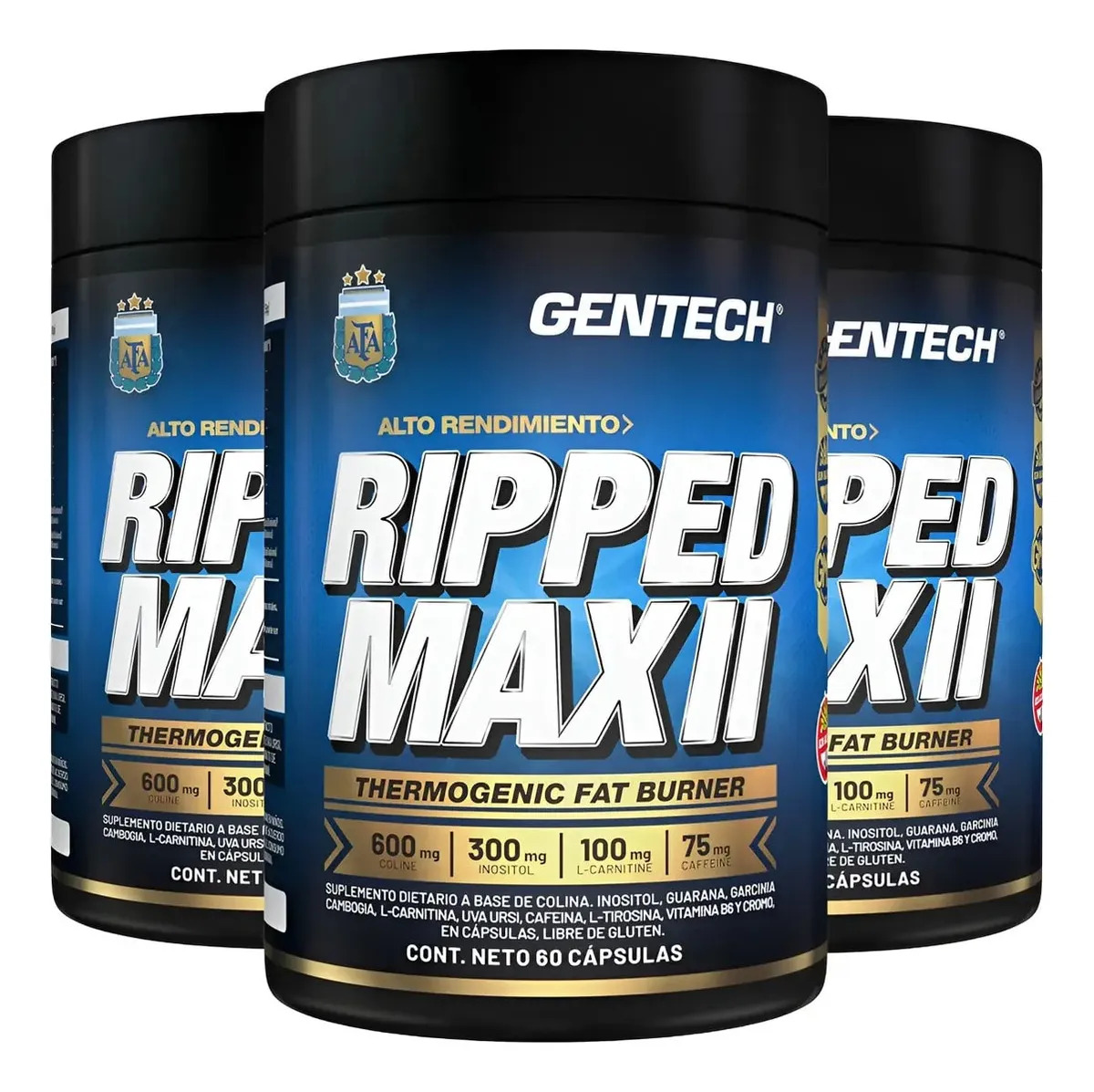 Gentech Kit X3 Ripped Max Quema Grasa Suplemento Energia Neutro