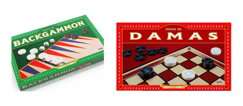 Juego De Backgammon + Damas Combo Implás