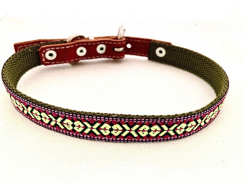 Collar De Piel/nylon Artesanal #22 (46-53 Cms)huichol