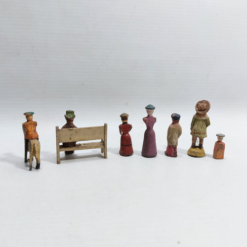 Antiguos Personajes Popular Madera Tallada 1900 Mag 65163 (Usado)
