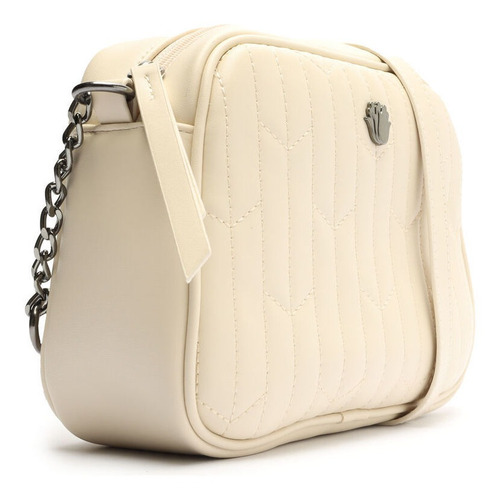 Imagem 3 de 7 de Bolsa Feminina Transversal Câmera Matelassê Creme - My Shoes