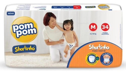 Kit Com 2 Pct Fralda Pom Pom Shortinho Todos Os Tamanhos