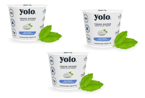 Yogurt Griego Plain Yolo 150g Pack 3 Unidades 