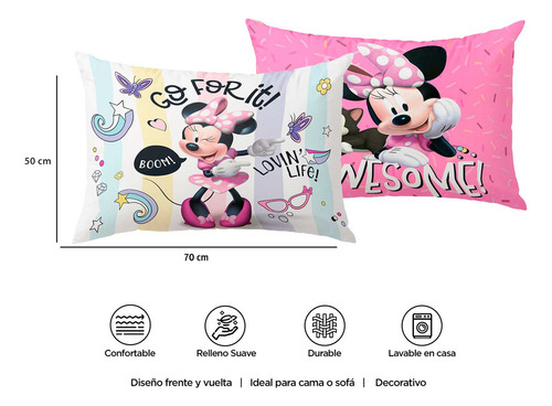 Almohada 70x50 Cm Minnie Go - Providencia Color Azul claro