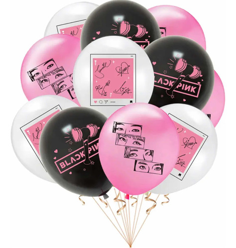 Pack 12 Globos Látex Blackpink K-pop Cumpleaños