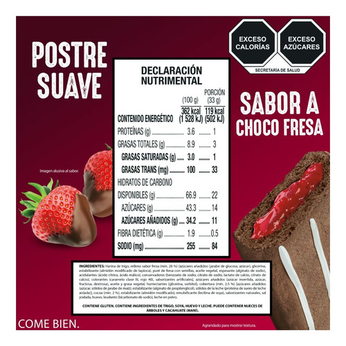 Barra suave Kellogg's ® extra postre chocolate con relleno sabor fresa 1 caja con 60 pieza 33 gr cada unidad