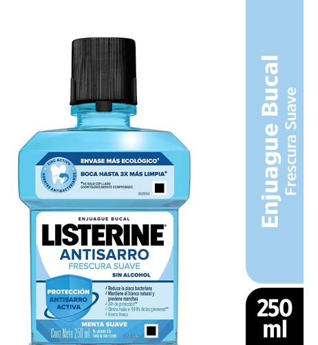 Listerine Antisarro Enjuague Bucal Zero Alcohol 250ml