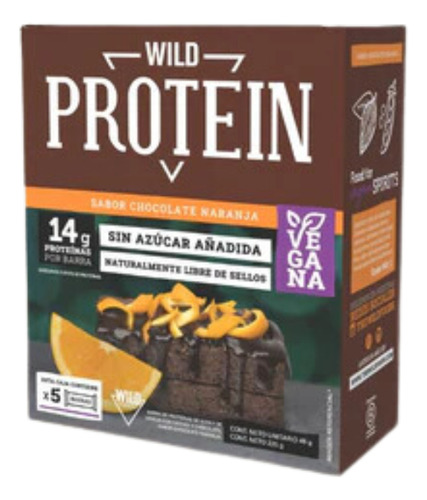 Barritas Wild Protein Naranja Bitter Veganas 5 unidades