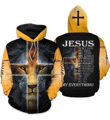 Sudadera Con Capucha T515 León Jesús Es Mi Dios, Mi Todo