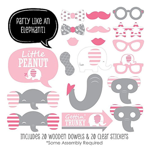 Big Dot Of Happiness Pink Elephant  Girl Baby Shower O Fiest