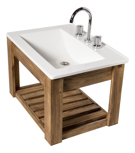 Vanitory Colgante 60cm Madera Maciza Y Bacha Maral Cuotas