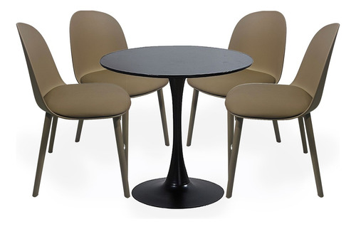 Combo Comedor Cocina Tulip Mesa Negra  Y 4 Sillas Boston