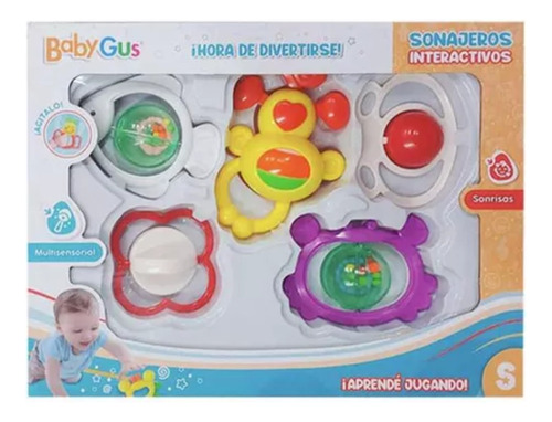 Baby Gus Set Sonajeros Interactivos X5 Primera Infancia 