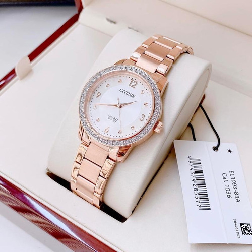 Citizen Quartz Crystal White Dial El3093-83a Color de la correa Oro Rosa Color del bisel Oro rosa Color del fondo Blanco 61186