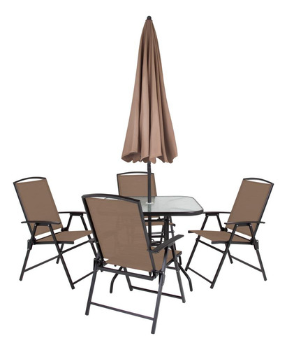 Conjunto Jardim Acapulco Com Mesa Guarda-sol E Cadeiras Mor