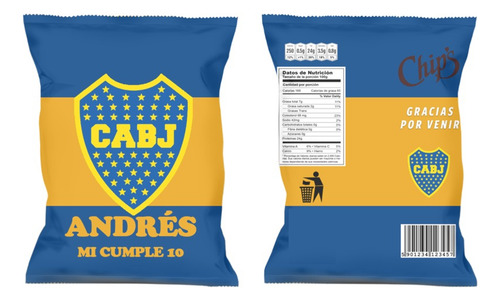Chip Bag Kit Imprimible Bolsitas Boca Juniors Envioxemail