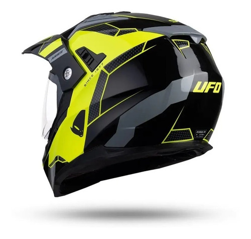Imagen 5 de 9 de Casco Ufo Aries - Black/neon Yell- Off Road/enduro-