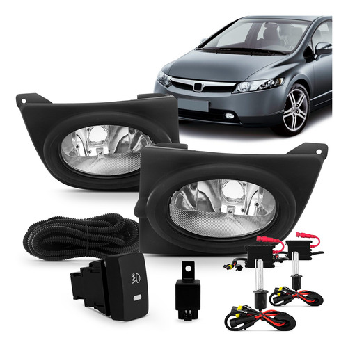 Kit Farol Milha Honda New Civic 2007 2008 + Xênon H11 8k