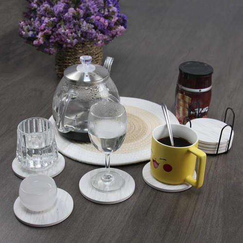 Juego De 8 Posavasos Para Bebidas Con Soporte De Metal, Patr