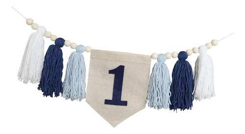 1er Cumpleaños Silla Banner Cumpleaños Tassel Garland Azul